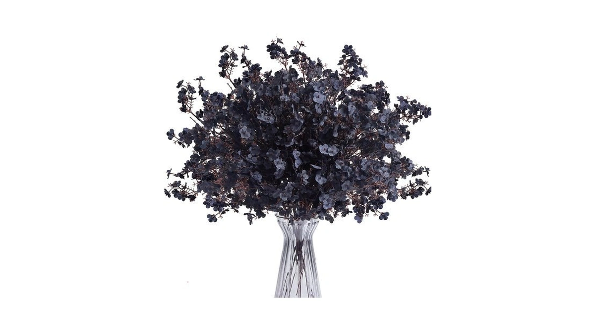 Situmeizi 6pcs Black Artificial Baby's Breath Flowers 19.3 Inch Silk