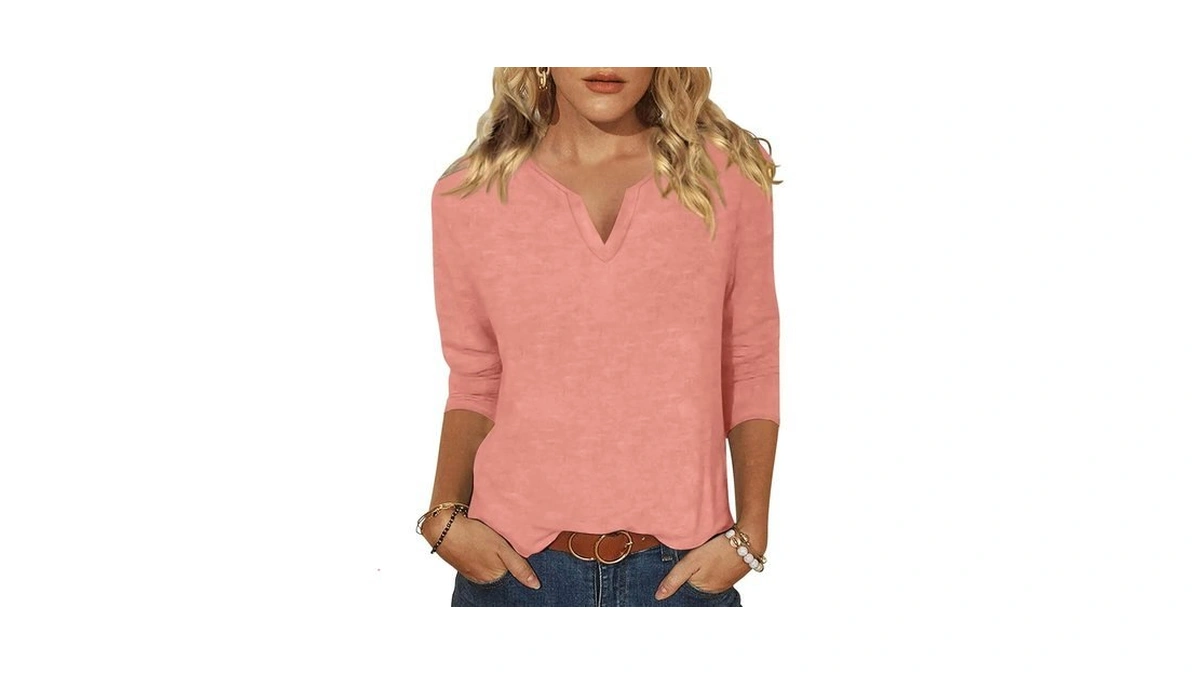 Eadinve Womens 3/4 Sleeve T Shirts V Neck Summer Casual