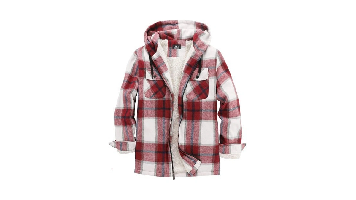 Jacketown Mens Flannel Hoodies Plaid Hoodies Winter Zip Up Fleece