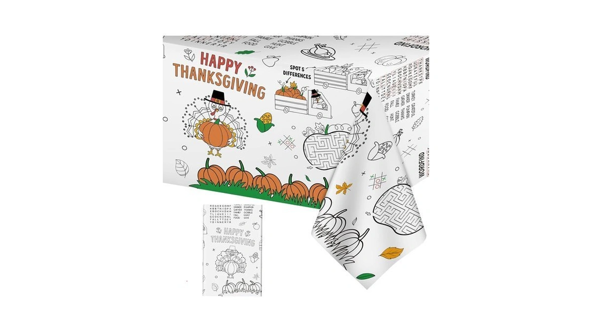 Happy Thanksgiving Coloring Tablecloth For Kids-giant Thanksgiving Paper Activity Table
