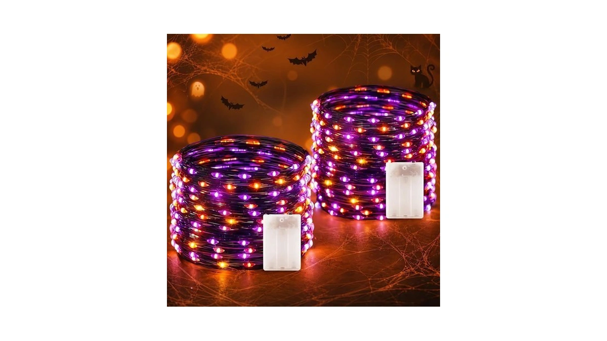 Brightown-halloween-fairy-lights-purple-orange, 2pack 16.4ft 50 Led Lights