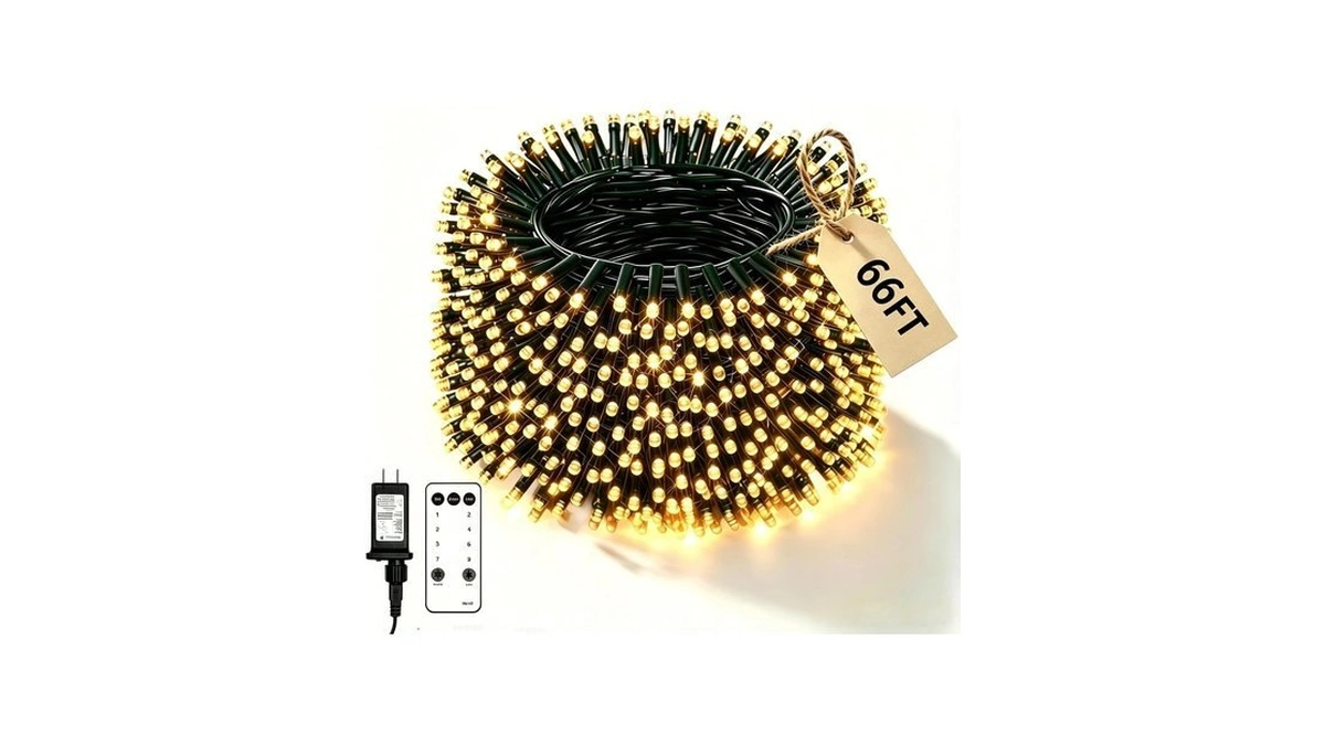 Ecoeve 66ft 200 Led Warm White Christmas Fairy String Lights,