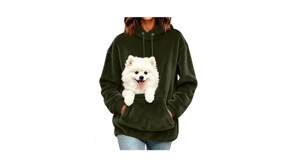 Foclmp Womens Pet Carrier Hoodies Cat Dog Pouch Fuzzy Fall