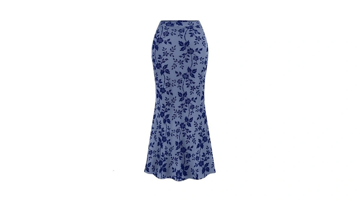 Btfbm Womens Floral Mesh Maxi Skirts,dusty Blue,small