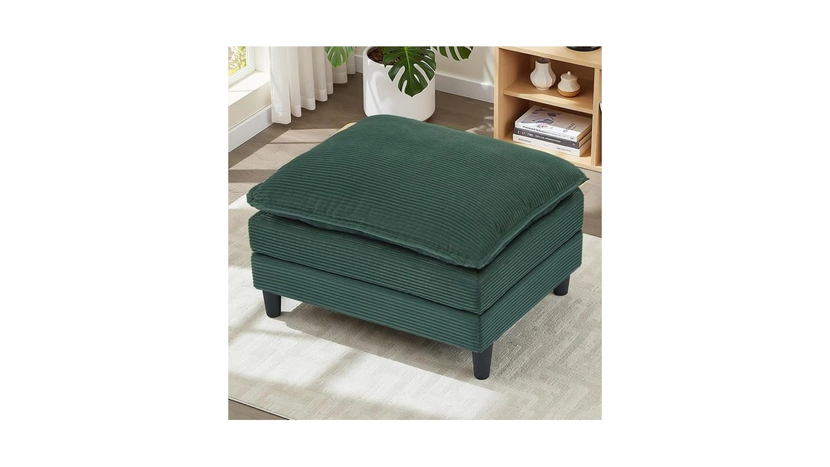Orvesino Modern Corduroy Ottoman, Upholstered Foot Rest Stool, Sofa Accessory