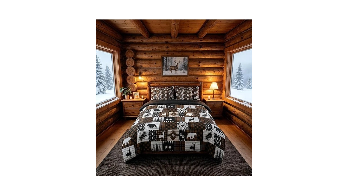 Feelyou Bear Comforter Set Full Size 7 Pieces Deer Bedding