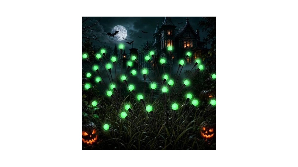 Patiopia Solar Halloween Lights(4pack 40led), Green Outdoor Halloween Decor