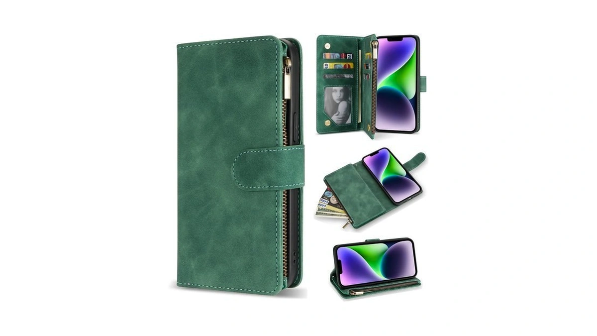 Zzxx For Iphone 14 Plus Wallet Case Zipper Pocket 6.7