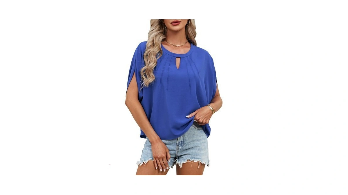 Angashion Womens Tops, Short Sleeve Casual Summer Top Solid Color