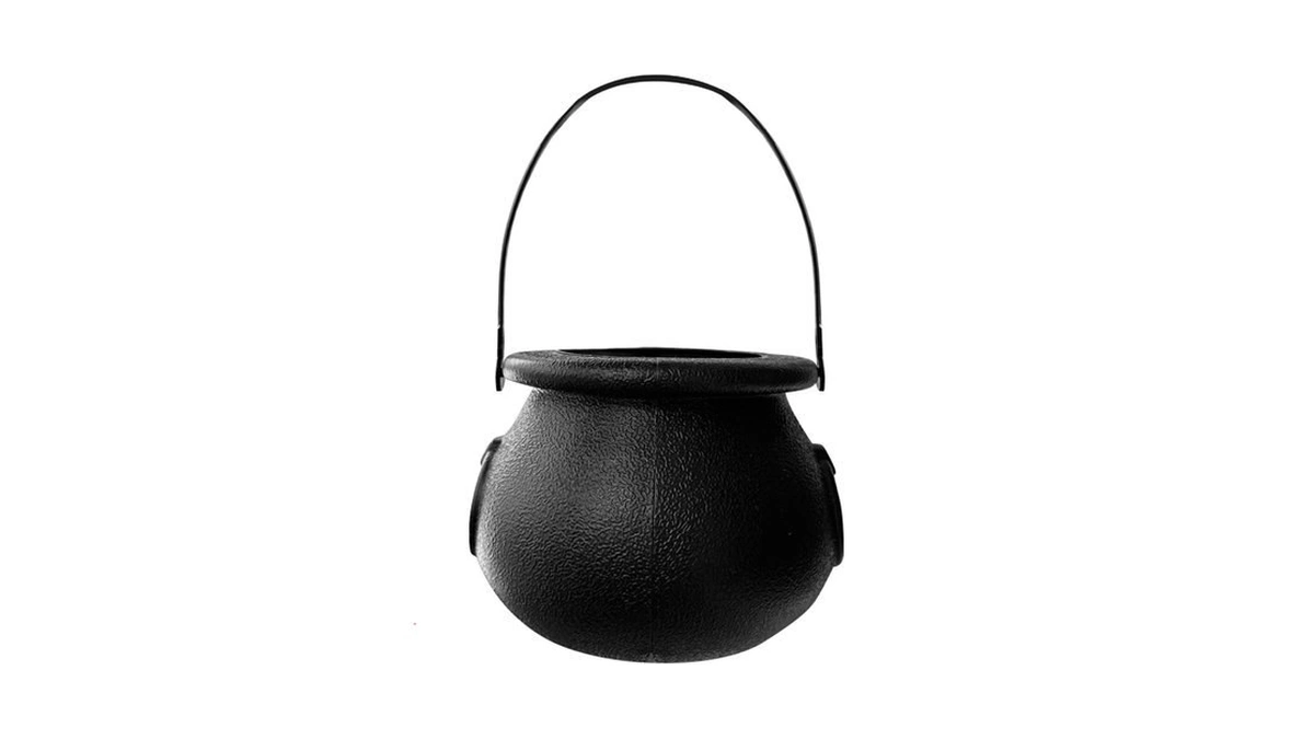 3 Inch Black Witch Cauldron Halloween Candy Bucket For Halloween