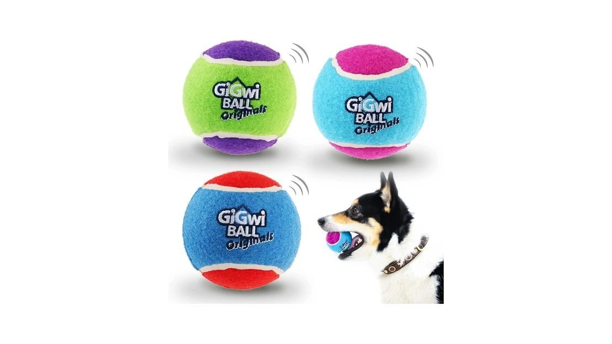 Gigwi Squeaky Tennis Ball Dog Toys, Interactive Dog Ball For