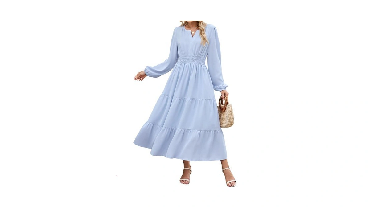 Zaful Womens Fall Casual Maxi Dresses Long Sleeve A-line Flowy