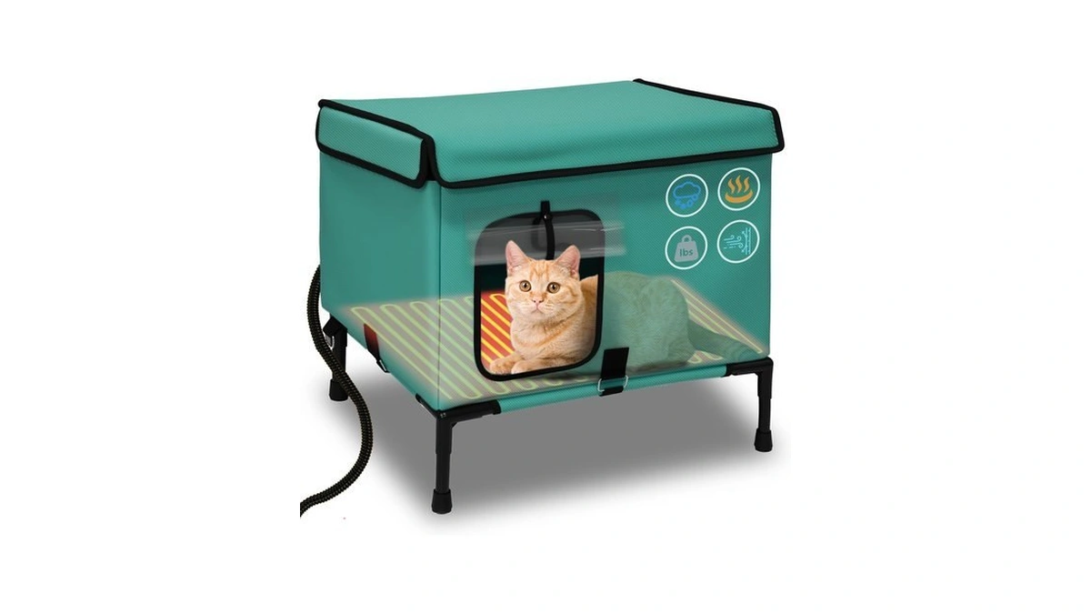 21" Large Size Heated Cat House For Outside, Weatherproof Heated