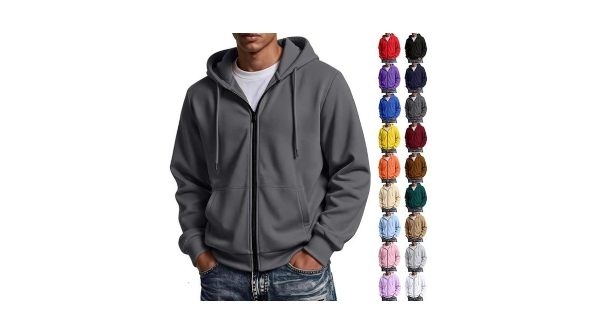 Elneeya Men's Zip Up Hoodie Oversized Soft Cozy Warmy Exercise