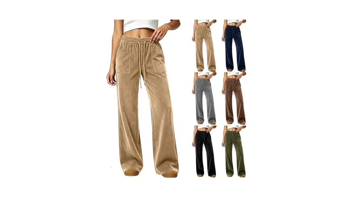 Wide Leg Pants For Women Elastic Waisted Casual Drawstring Baggy