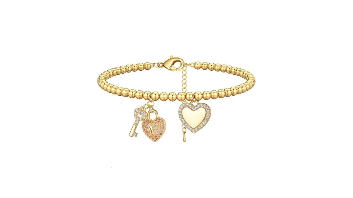 Juankiki Heart Bracelets For Women,14k Gold Plated Heart Bracelets,mother's Day