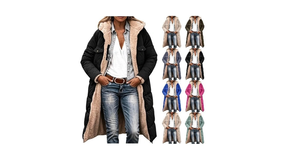 Terghtp Women's Winter Fleece Long Coats Warm Faux Shearling Puffer