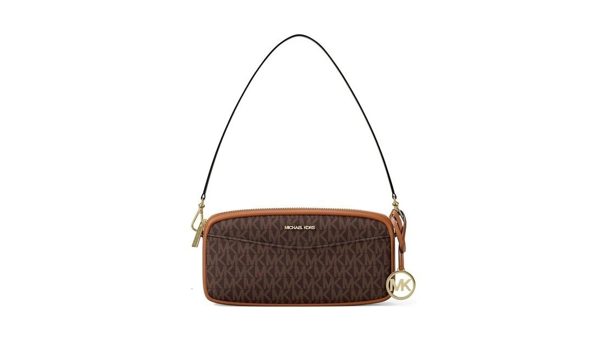 Michael Kors Women's May Small Convertible Pochette Crossbody, Leather/brown/acorn