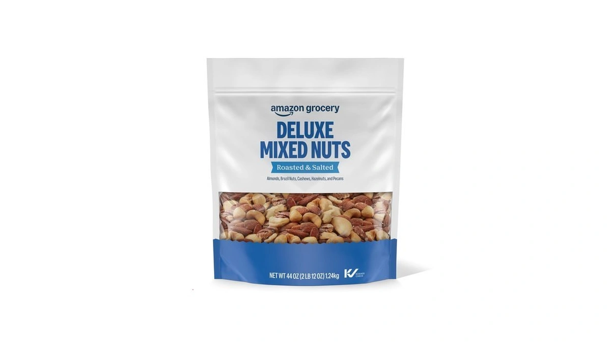 Amazon Grocery, Deluxe Mixed Nuts, Roasted & Salted, 44 Oz