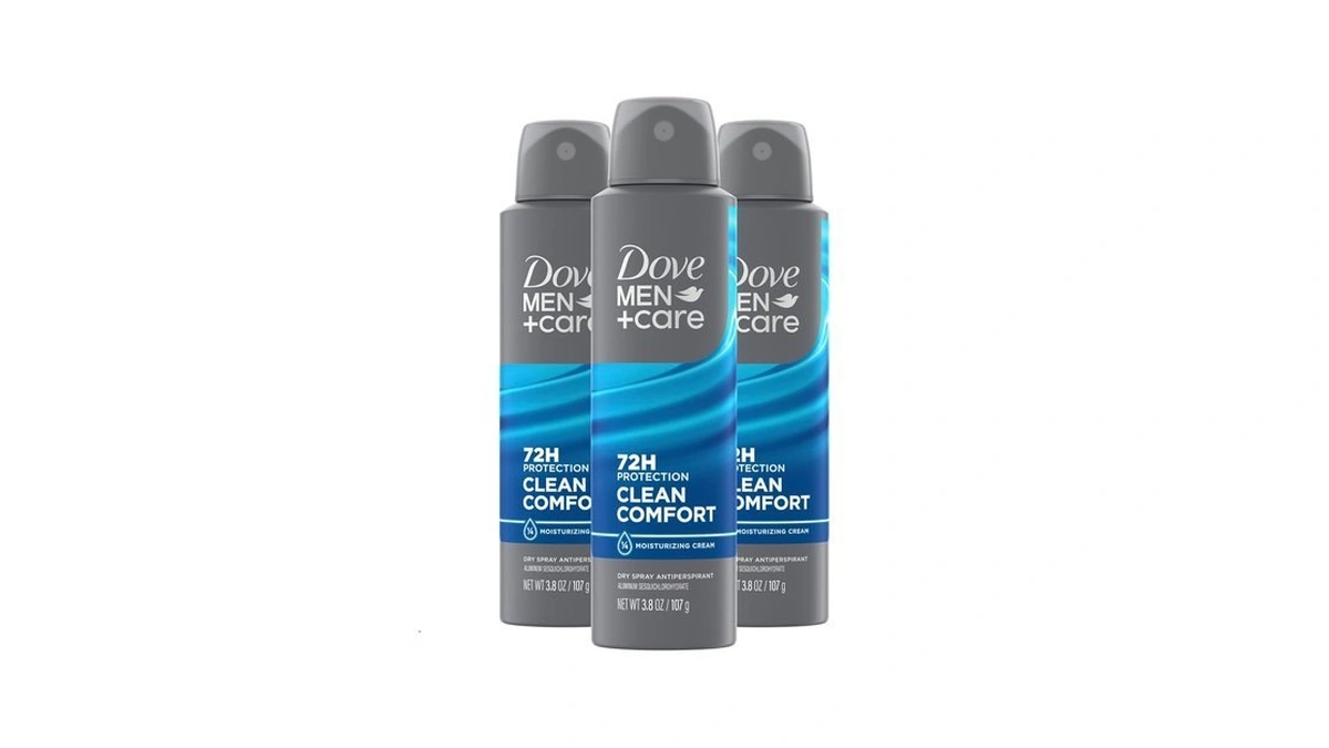Dove Men Antiperspirant Dry Spray Deodorant Clean Comfort, 3 Pack,
