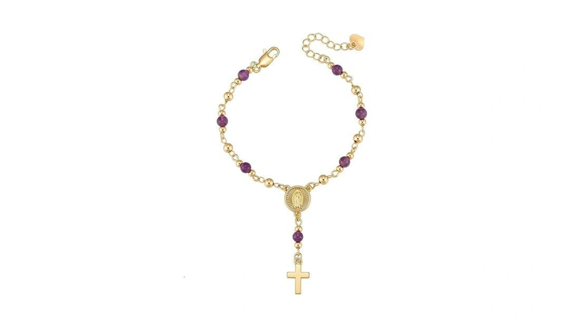 Xuanpai Virgin Mary Cross Bracelet For Women,natural Stone Catholic Jewelry