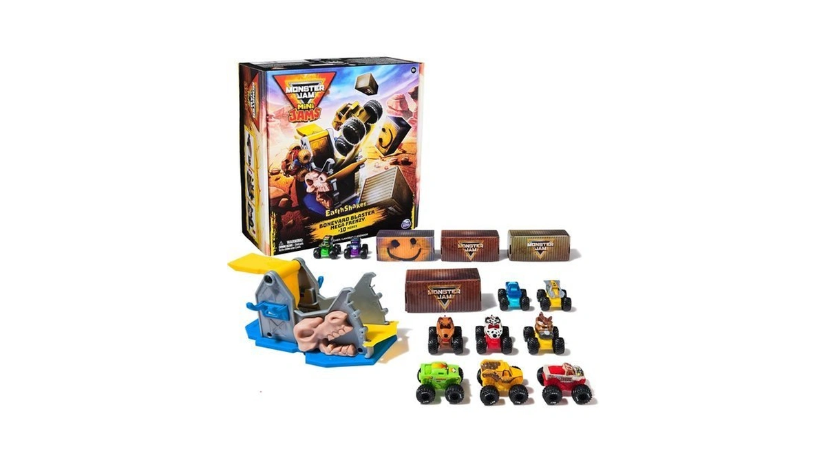 Monster Jam Mini Jams Earthshaker Boneyard Blaster Mega Frenzy Playset