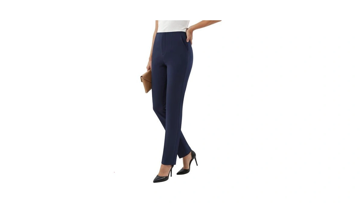 Keriffe Dress Pants Women Straight Leg Work Pants Stretchy Office
