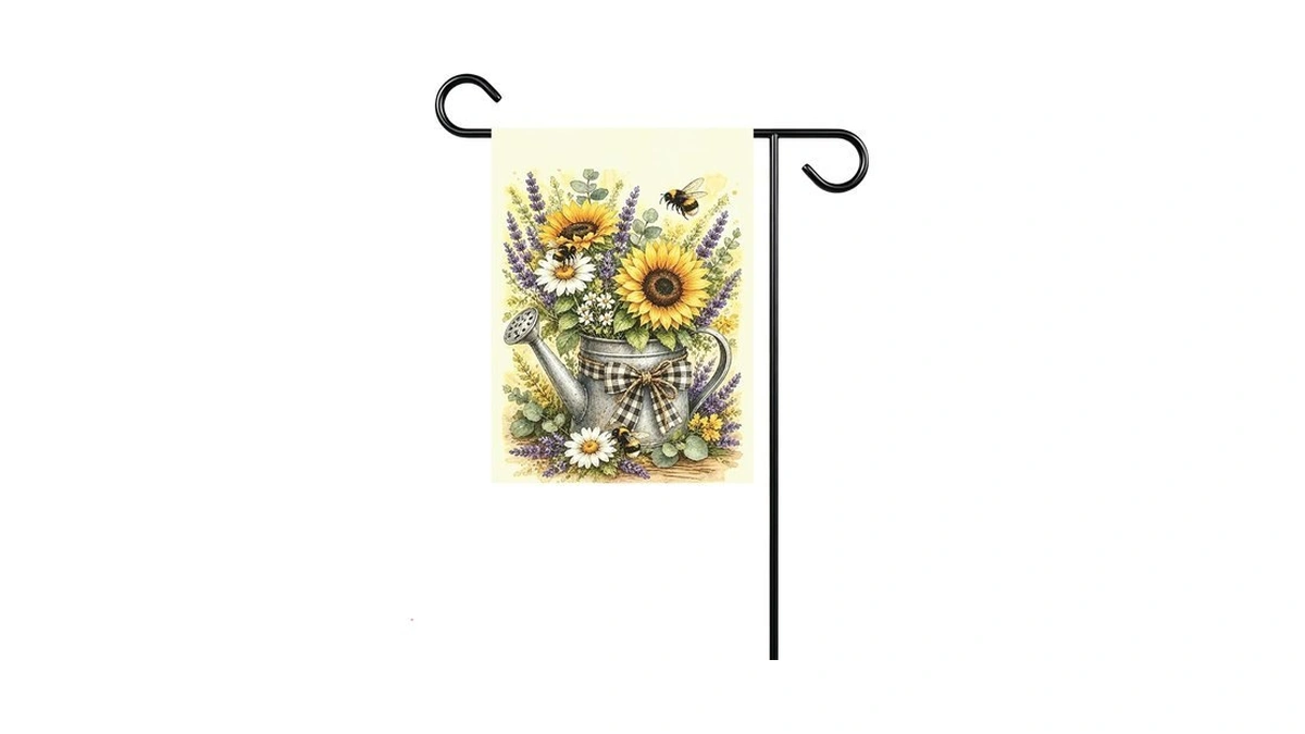 Bumblebee Sunflower Garden Flag 12×18 Inch Farmhouse Bee Flower Yard