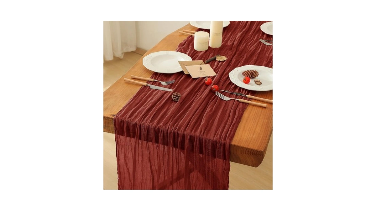 6 Pack Terracotta Christmas Table Runner,35x120 Inch Boho Rustic Cheese