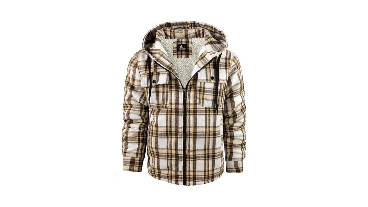 Jacketown Mens Flannel Hoodies Plaid Hoodies Winter Zip Up Fleece