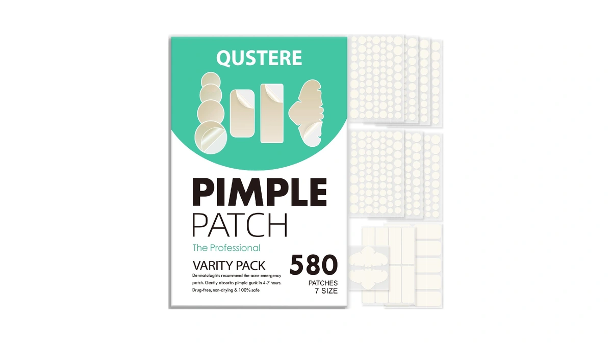 Qustere 580 Count Pimple Patches For Face, Large Hydrocolloid Acne