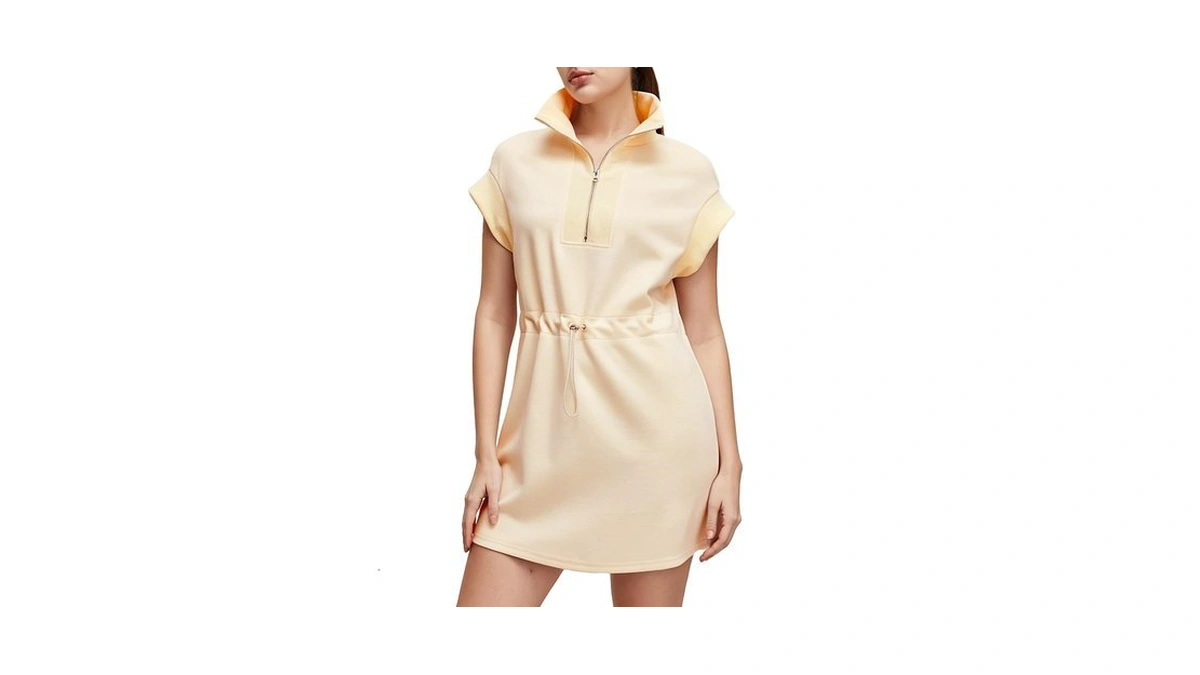 Wohegyy Half Zip Dress For Women, Casual Cap Short Sleeve