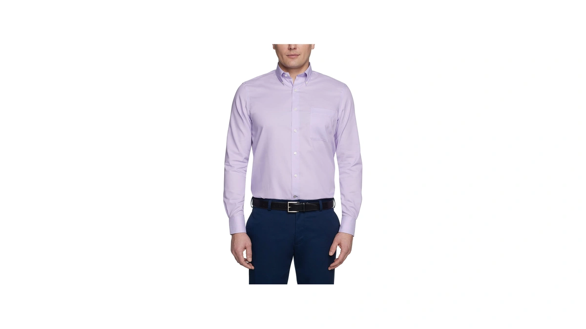 Tommy Hilfiger Men's Non Iron Solid Button Down Collar, Frosted