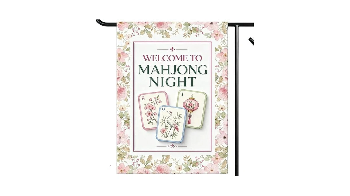 Welcome To Mahjong Night Garden Flag 12×18 Inch Floral Mahjong