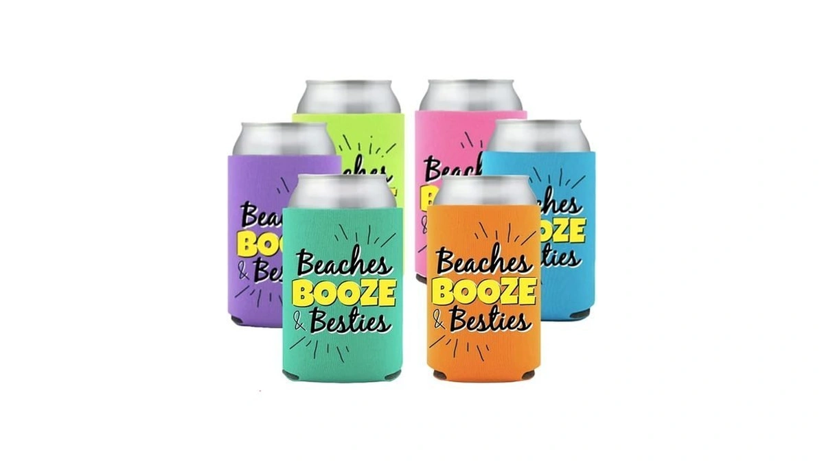 Beaches Booze & Besties Can Coolies Drink Holders (set Of