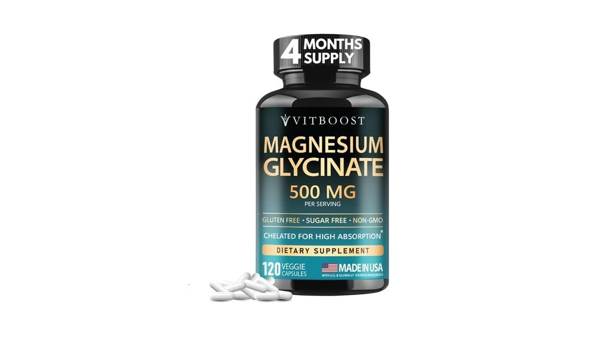 Vitboost Magnesium Glycinate 500mg - Support Sleep 120 Veggie Capsules