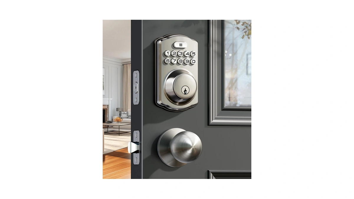 Veise Ks01c Keyless Entry Deadbolt Door Lock With Knobs, Satin