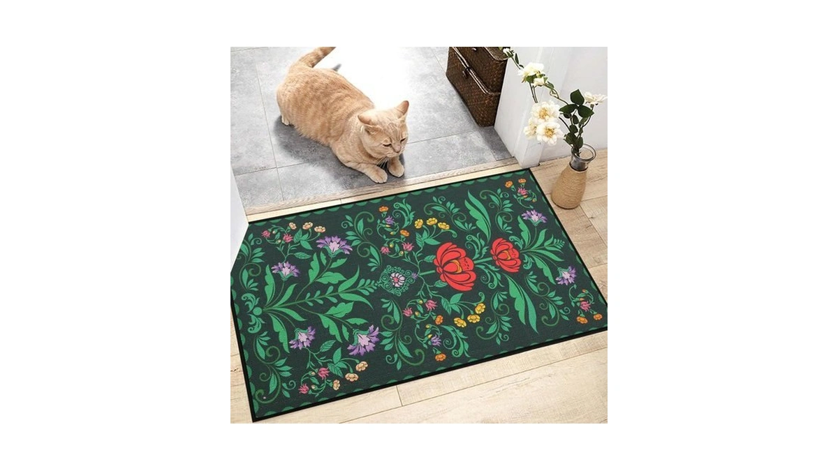 Amazon : Green Door Mat For Entryway Boho Floral