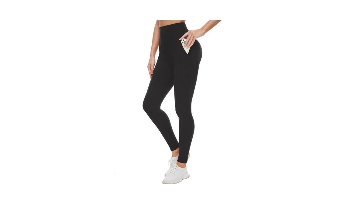 Leggings For Women With Pockets 1 Pack Black–high Wasited Tummy