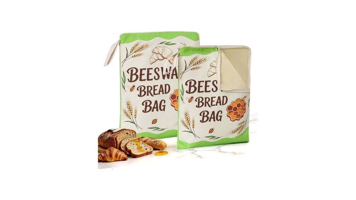 L-shaped Zipper Beeswax Sourdough Reusable Bread Bags For Homemade, 17×13"