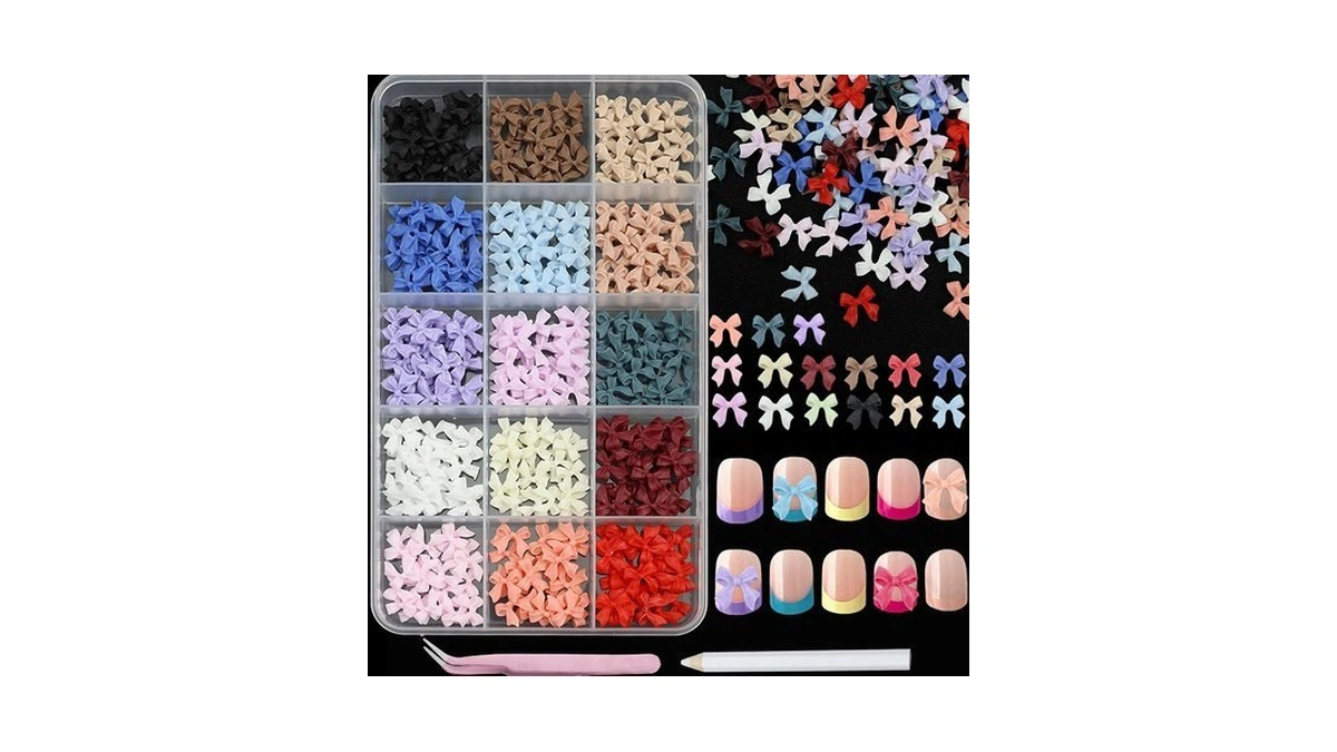 Semata Blue Bow Nail Charms And Gems Charms For Nails