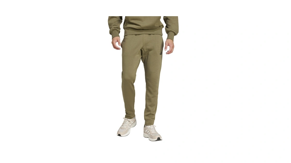 Adidas Mens Essentials Feel Cozy Fleece Sportswear Pants, Olive Strata/black,