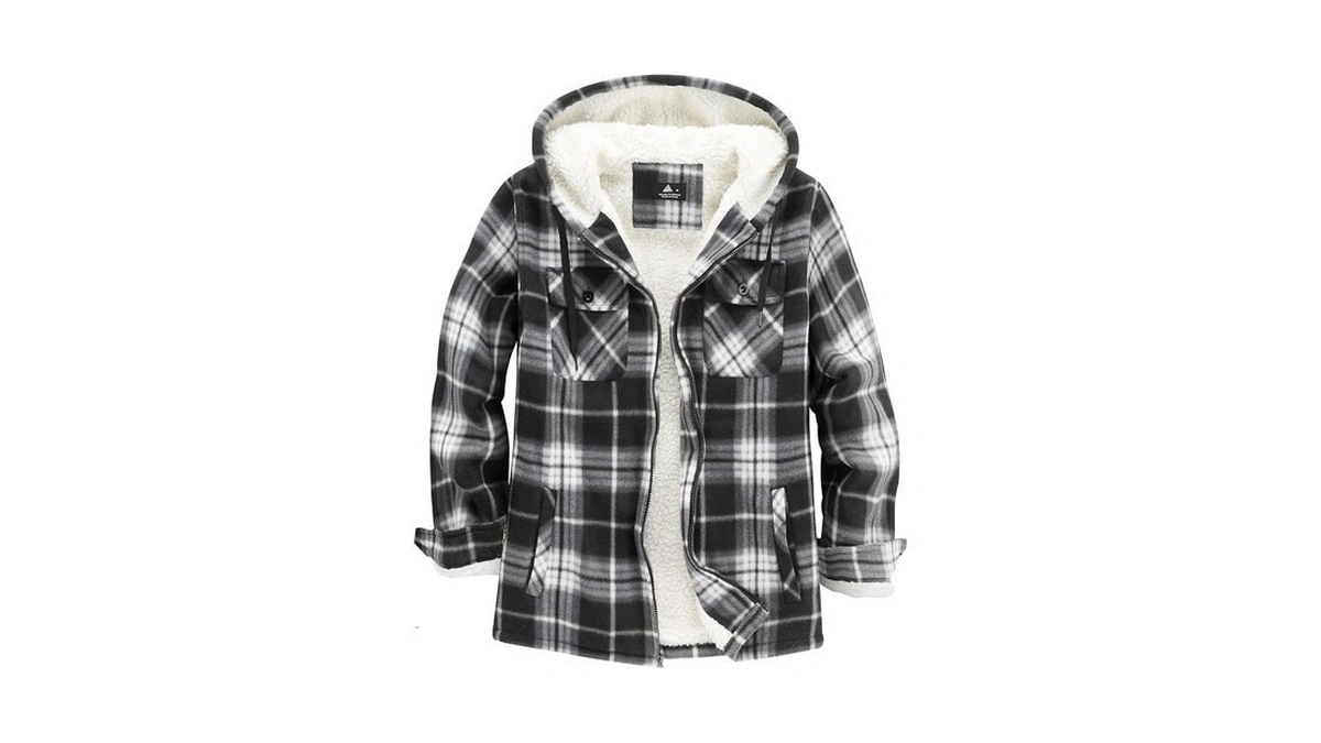 Jacketown Mens Flannel Hoodies Plaid Hoodies Winter Zip Up Fleece