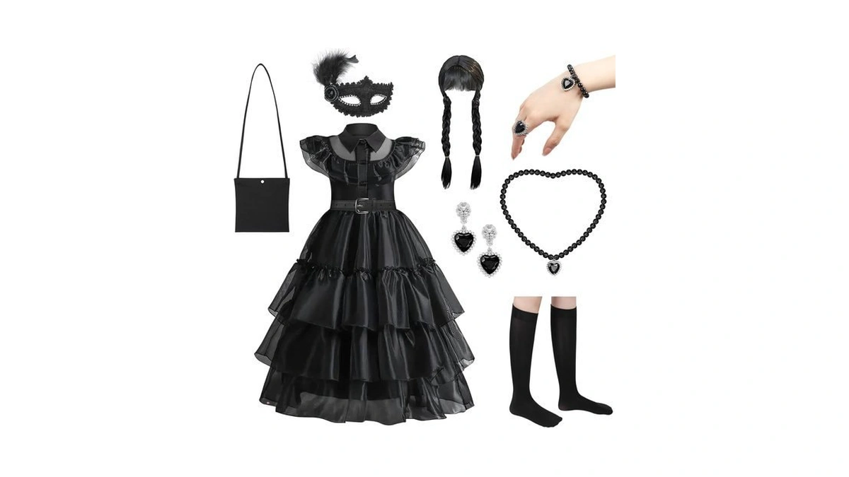 Yogfit Wednesday Addams Halloween Costume Girls Dress For Kids Perfect