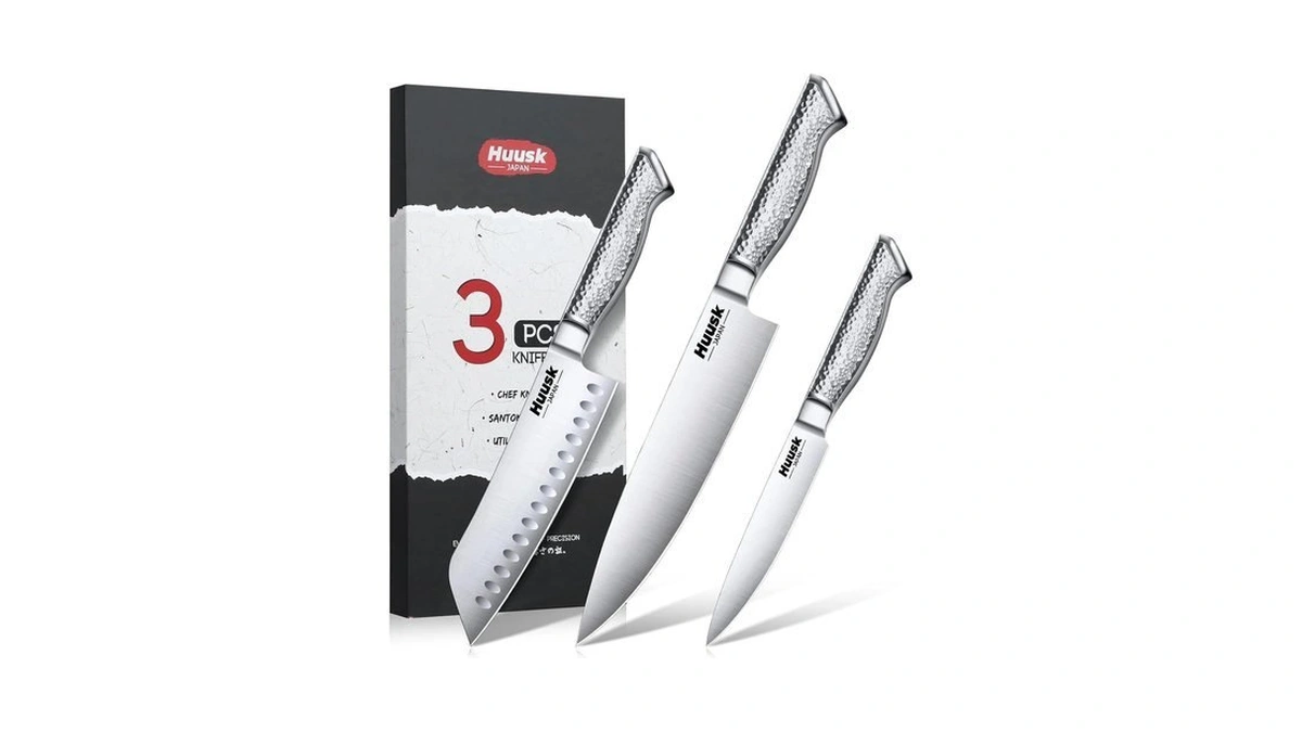 Huusk Chef Knife Set Of 3, Japanese Stainless Knife Set