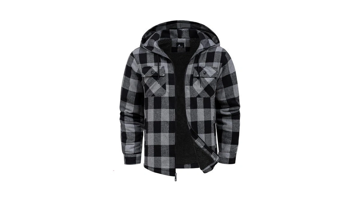 Scodi Mens Flannel Hooded Jacket Fleece Sherp...