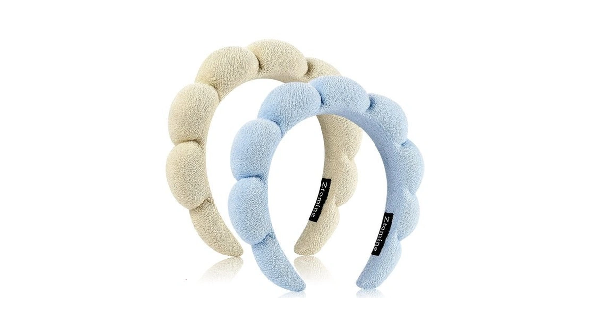 Ztomine Spa Terry Cloth Headband Combo Pack - 2 Puffy
