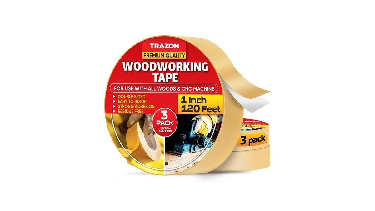 Trazon Double Sided Woodworking Tape Super Strong, 3 Pack, 1