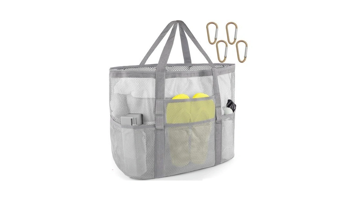 Srise Mesh Beach Tote For Family - Large Beach Bag
