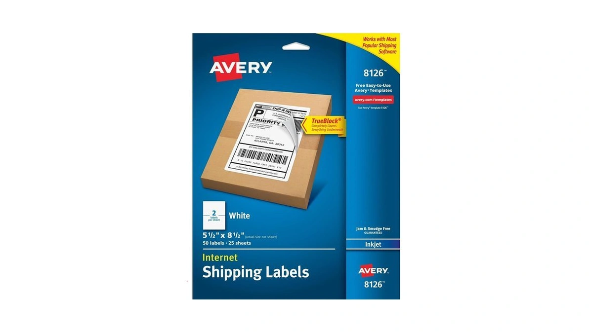 Avery Half-sheet Printable Shipping Labels, 5.5" X 8.5" Customizable Stickers,